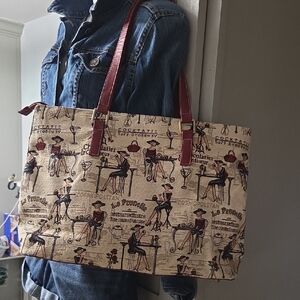 Chic Beige and Red Tote Bag